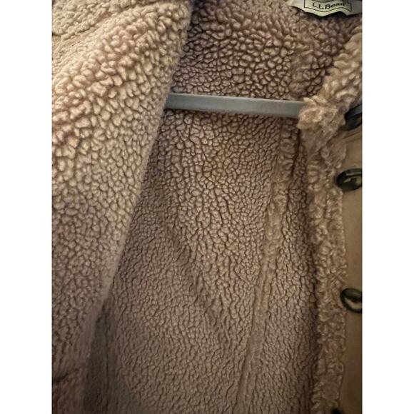 Vintage L.L. Bean Women's Brown Faux Suede Sherpa Button Front M Vest Outdoors - Picture 7 of 8